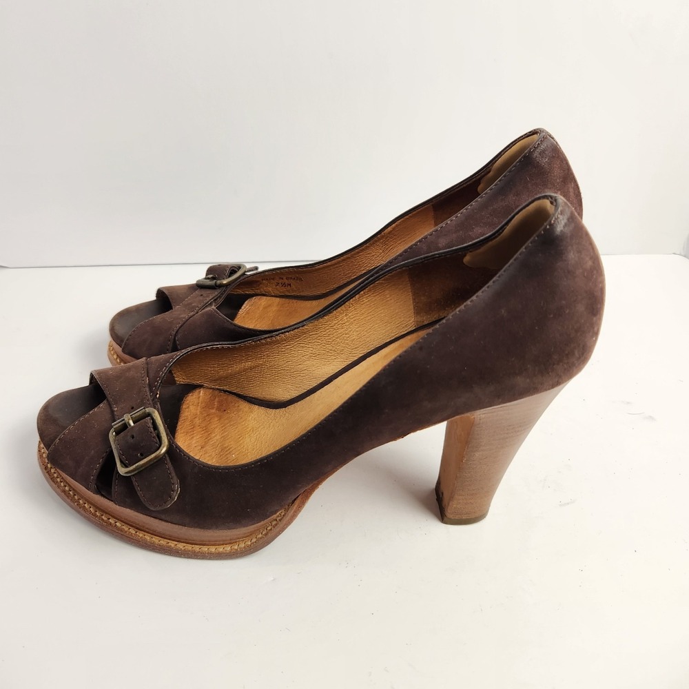 Michael Kors Women's Open Toe Brown Suede High Heel Pumps Size 7.5M - Picture 5 of 8